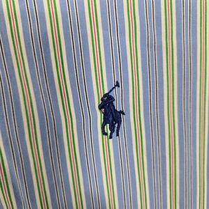 Vtg 90s Polo Ralph Lauren Blue Stripe Button Up L/S Shirt Men XL Classic fit